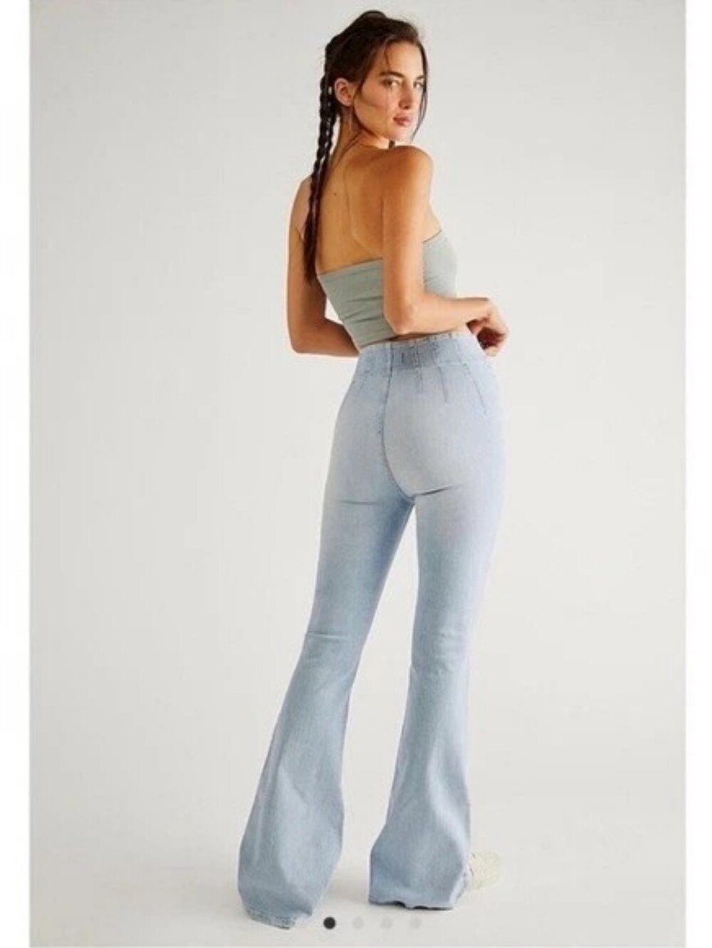 Free People Jayde Flare Jeans Size 27 High Waisted Light Wash Denim Boho Western - Picture 2 of 9